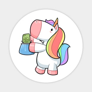 Kawaii unicorn putting money in bags Magnet